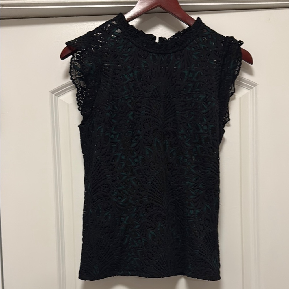 Black and Green Lace Top